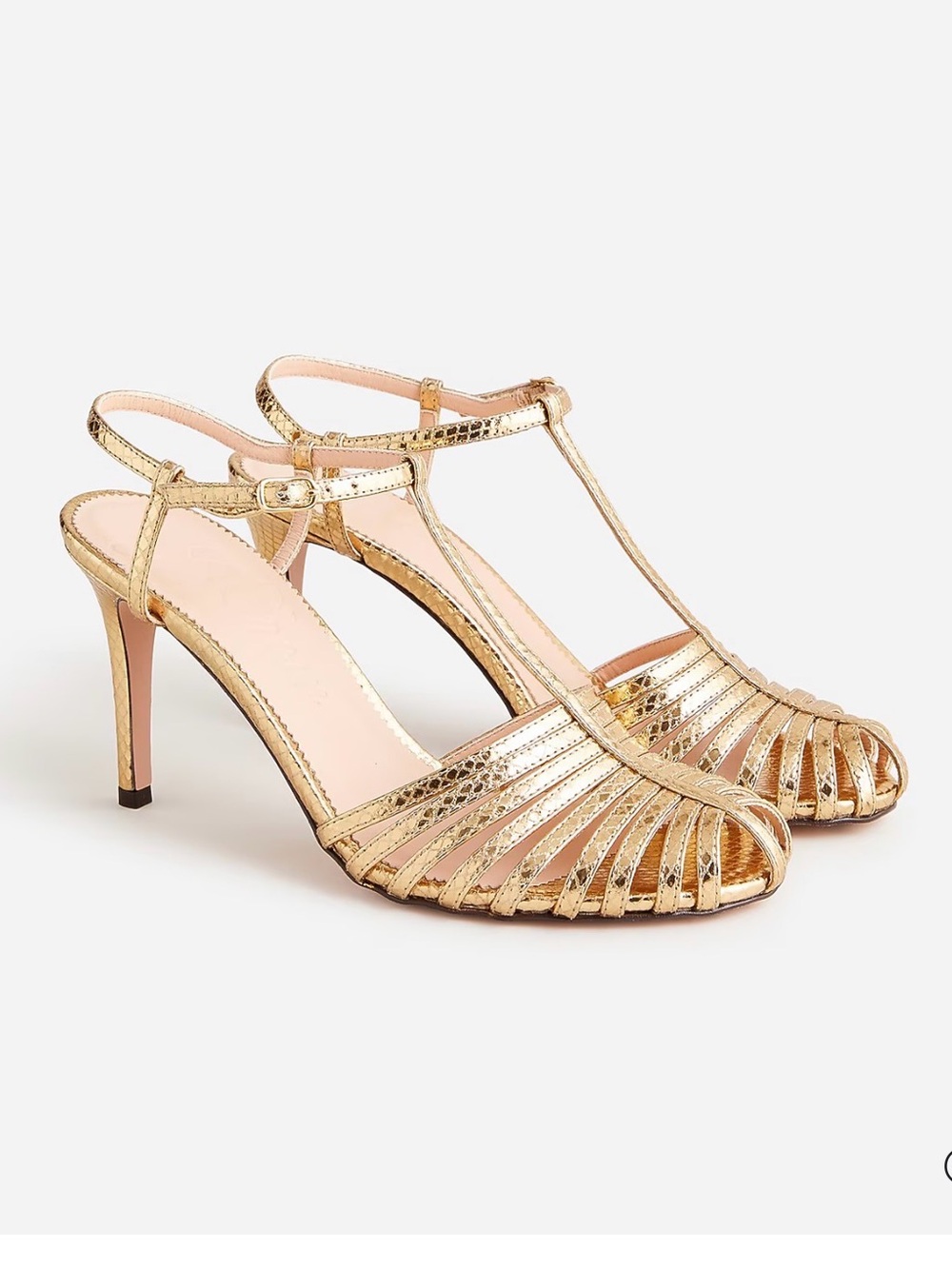 J.Crew Collection Rylie caged-toe heels in snake-embossed leather size 8.5